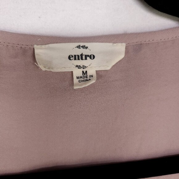 Entro Top Button Up Ruffle Blouse Long Sleeve Womens Medium - Picture 6 of 10